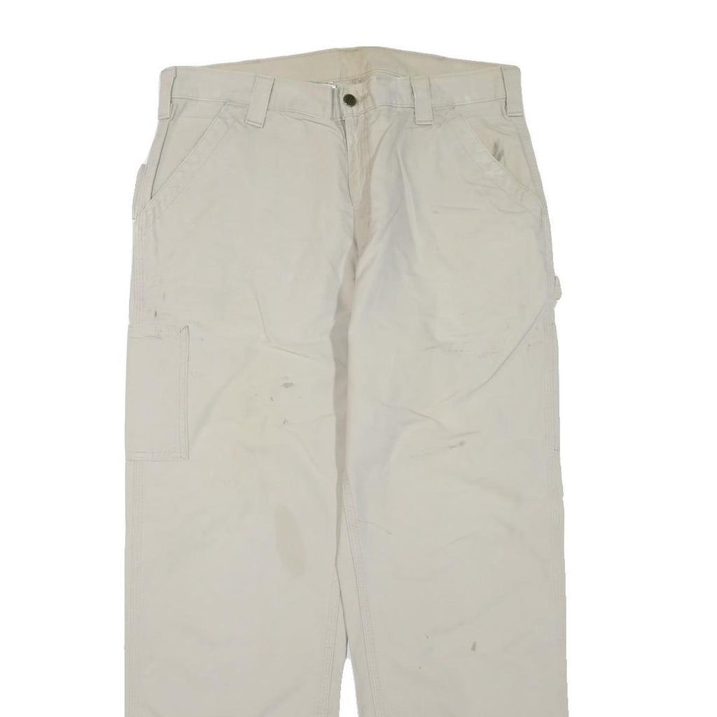 CARHARTT Mens Cotton Blend Beige Regular Fit Workwear Trousers W36 L32
