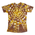 BWD Mens Brown & Yellow Tie Dye T-Shirt L Short Sleeve Crew Neck Casual