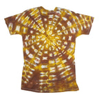 BWD Mens Brown & Yellow Tie Dye T-Shirt L Short Sleeve Crew Neck Casual