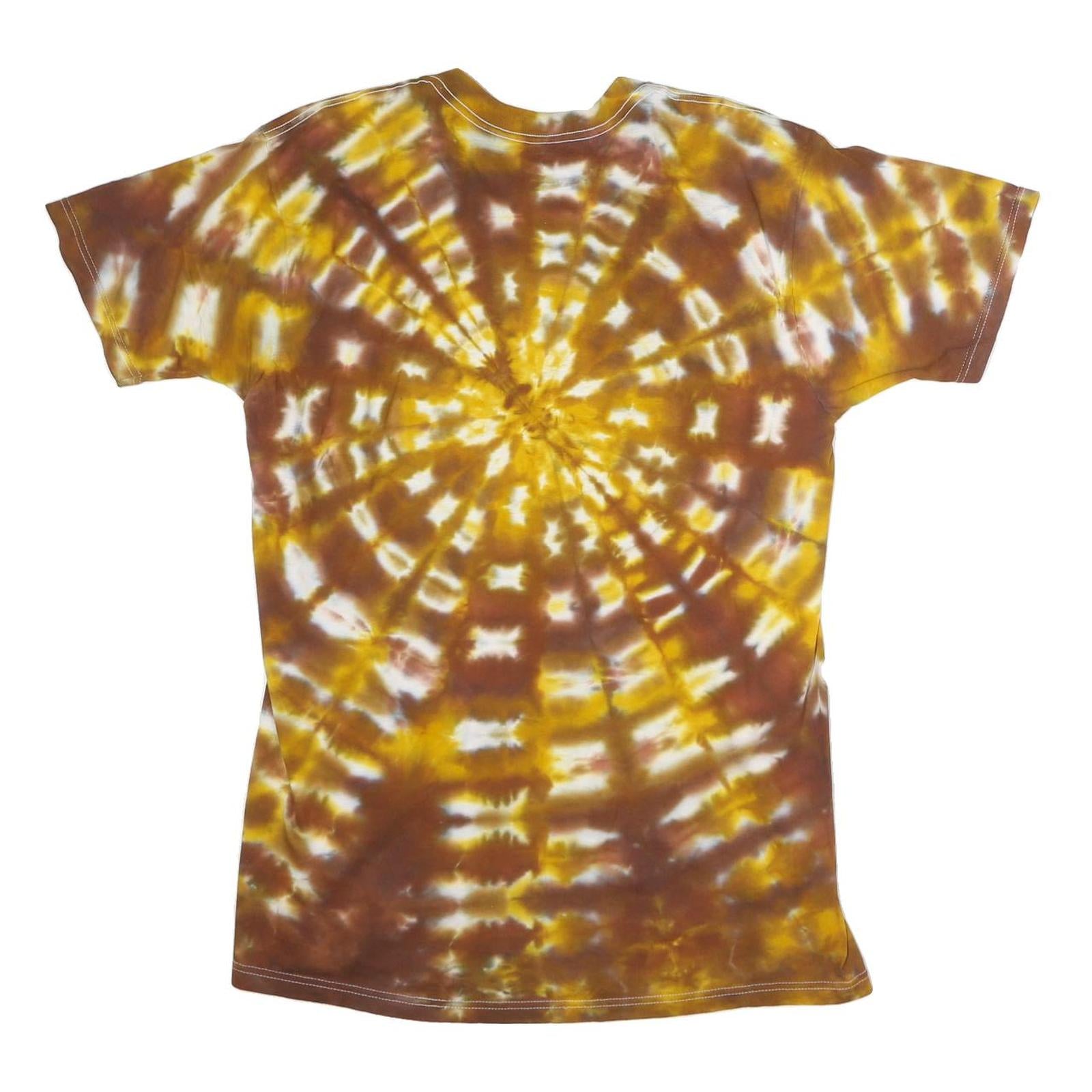 BWD Mens Brown & Yellow Tie Dye T-Shirt L Short Sleeve Crew Neck Casual