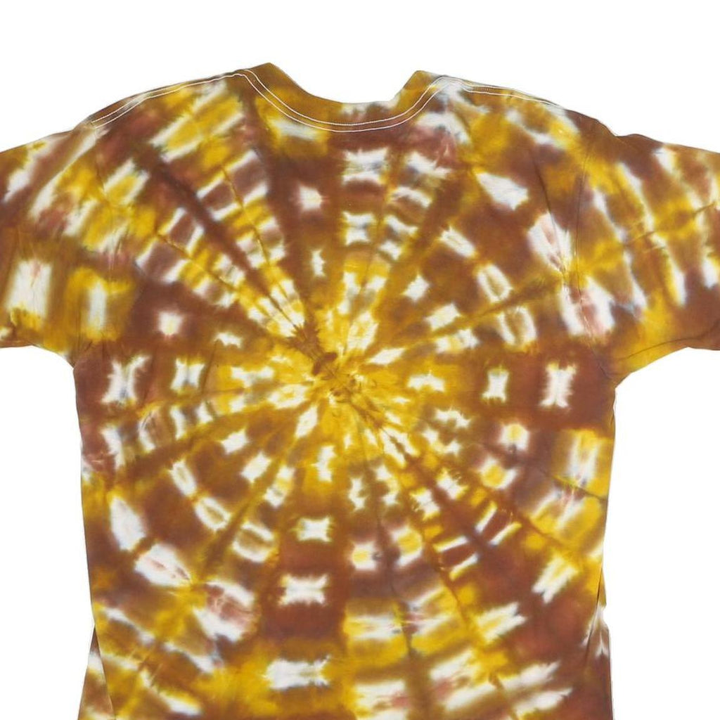 BWD Mens Brown & Yellow Tie Dye T-Shirt L Short Sleeve Crew Neck Casual