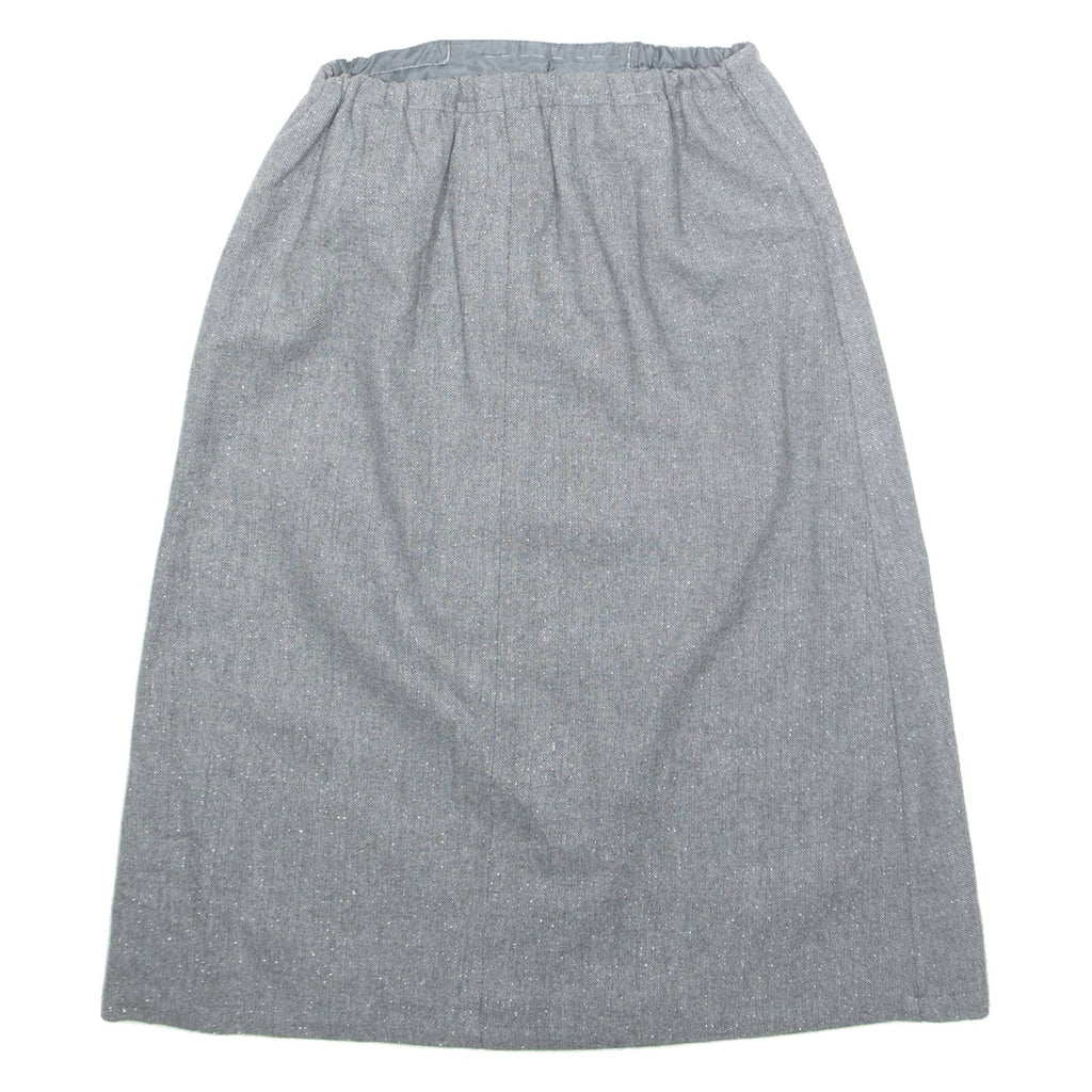 Womens A-Line Skirt Grey Midi Wool XXS