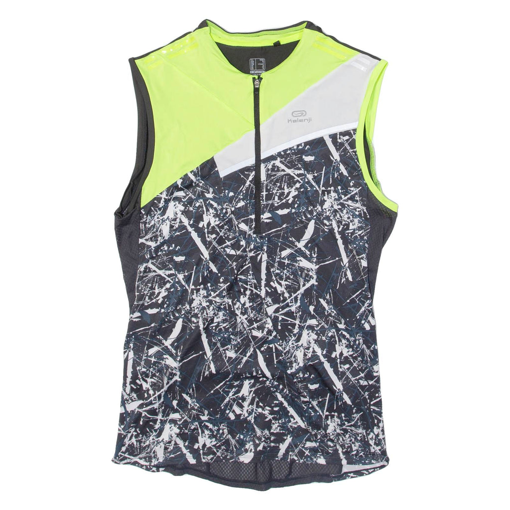 KALENJI Paint Splatter Cycling Mens Jersey Grey 1/2 Zip M