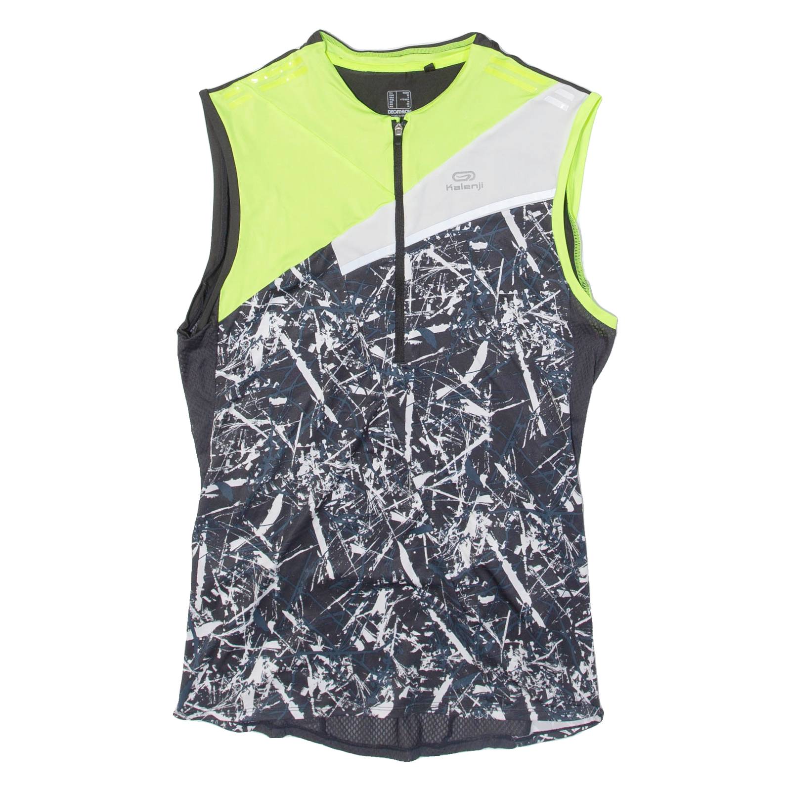 KALENJI Paint Splatter Cycling Mens Jersey Grey 1/2 Zip M