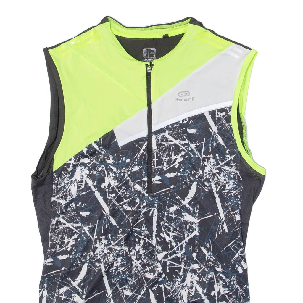 KALENJI Paint Splatter Cycling Mens Jersey Grey 1/2 Zip M