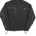 HELLY HANSEN Mens Black Outdoor Jacket XL Polyester Blend Zip Hooded Plain