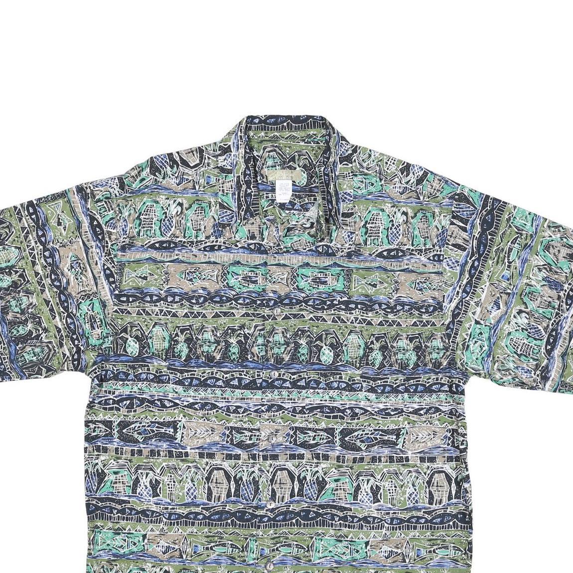 THE TERRITORY AHEAD Mens Green & Beige Pattern Cotton Blend Shirt XL Casual