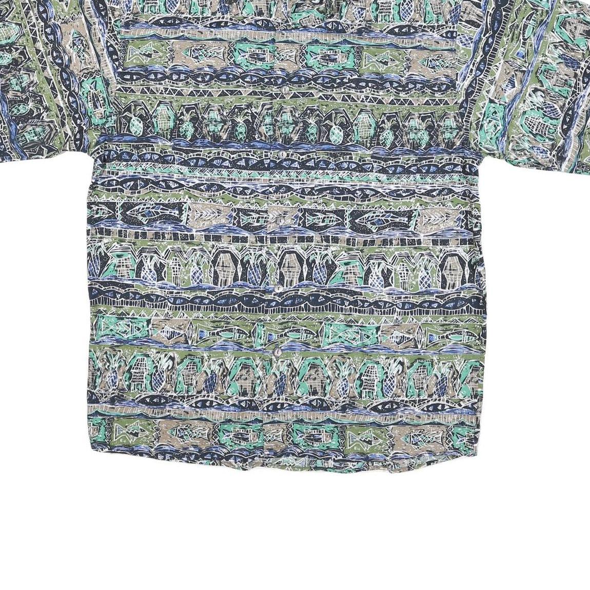 THE TERRITORY AHEAD Mens Green & Beige Pattern Cotton Blend Shirt XL Casual