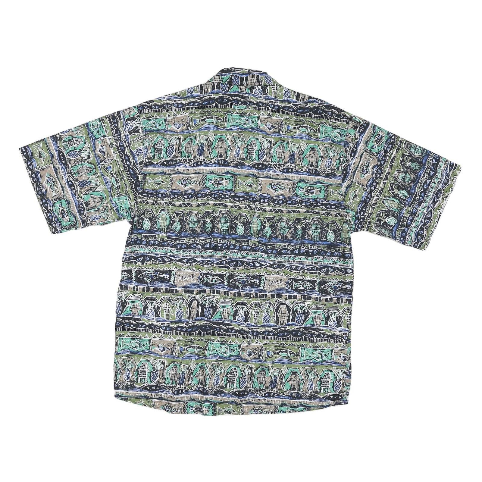 THE TERRITORY AHEAD Mens Green & Beige Pattern Cotton Blend Shirt XL Casual