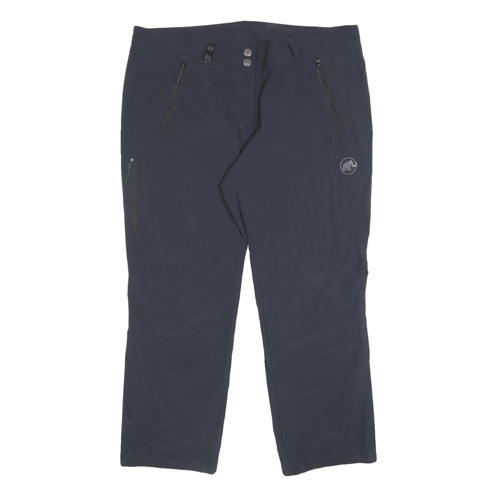 MAMMUT Womens Synthetic Black Regular Fit Straight Trousers W40 L27 Outdoor Zip