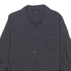 TOMMY HILFIGER Womens Navy Blue Shirt L Polka Dot Cotton Blend Long Sleeve