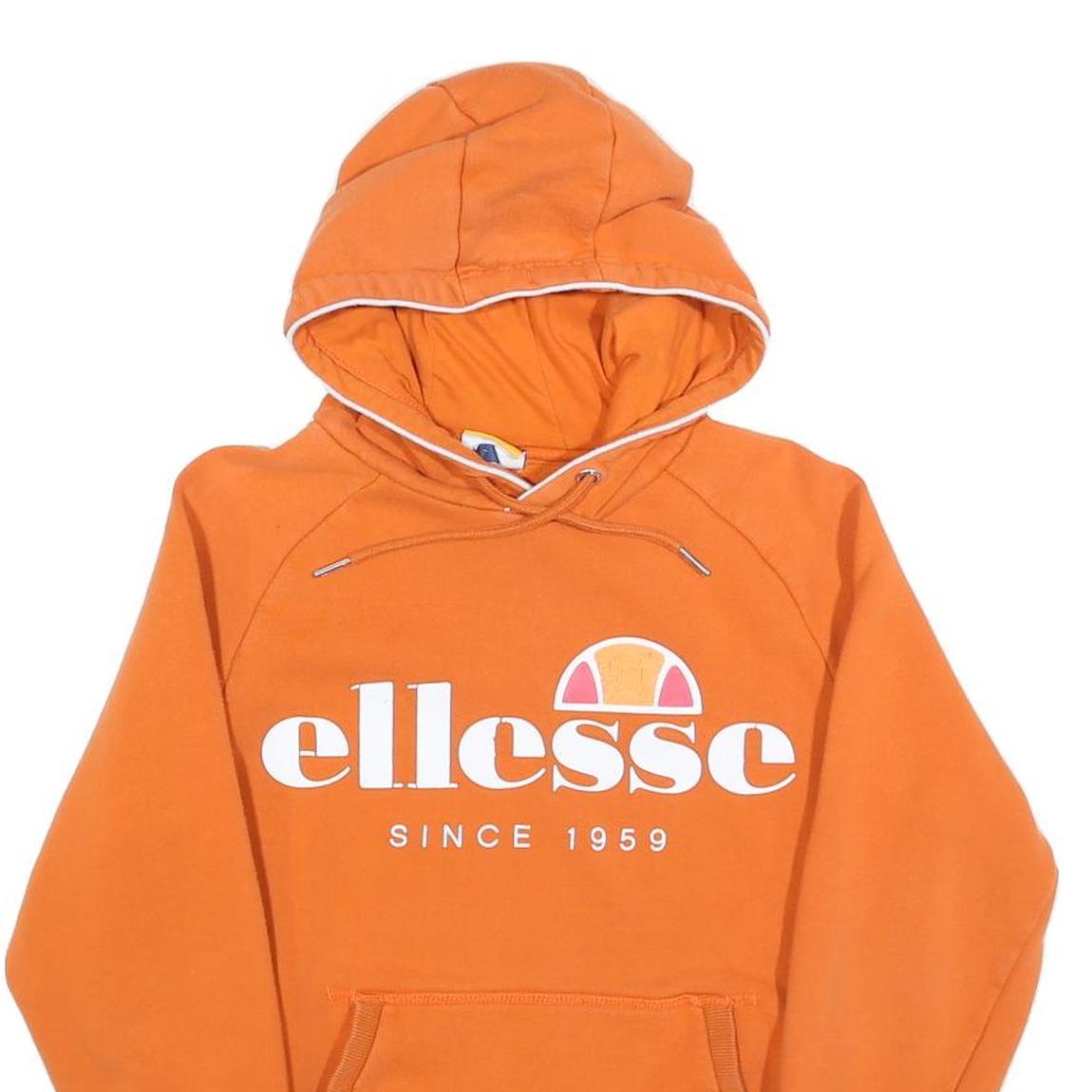 ELLESSE Mens Orange Hoodie XS Cotton Blend Pullover Hooded Sweatshirt