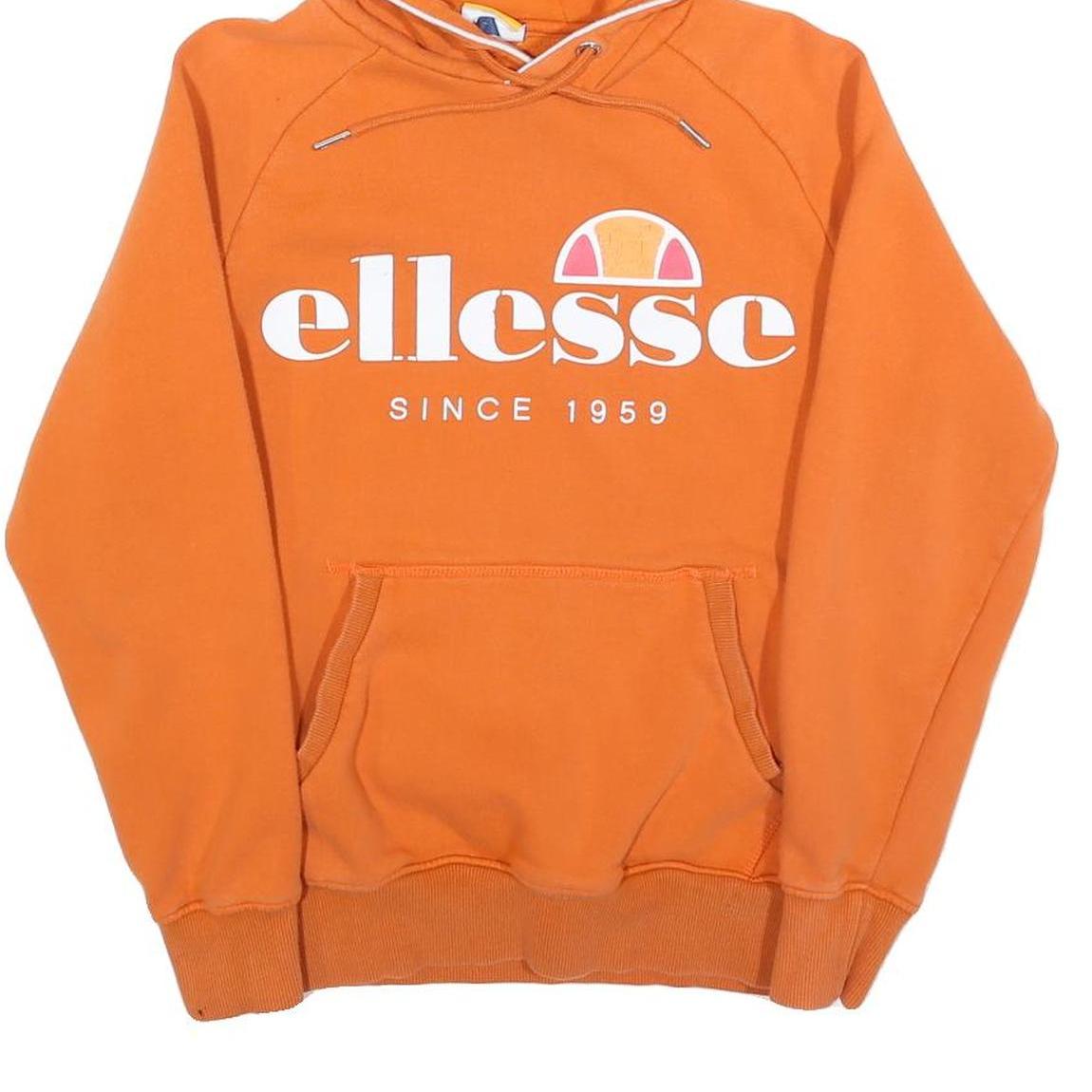 ELLESSE Mens Orange Hoodie XS Cotton Blend Pullover Hooded Sweatshirt