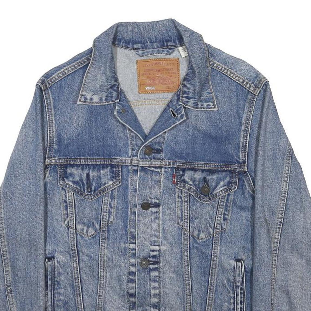 LEVI'S Mens Blue Denim Jacket S Cotton Blend Button Closure Classic Fit Vintage