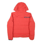 FILA Womens Red & White Puffer Jacket 2XL Polyester Blend Zip Hooded Plain