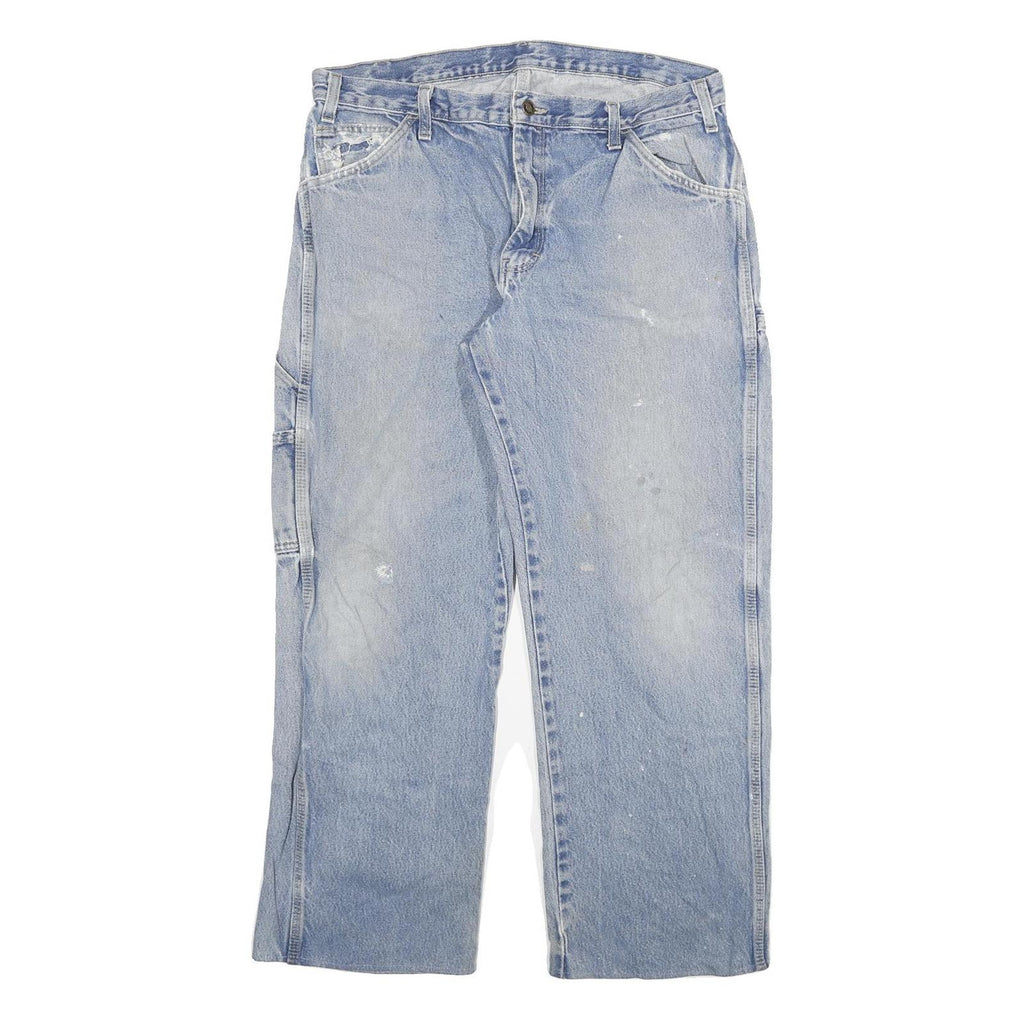 DICKIES Mens Relaxed Light Blue Denim Jeans W36 L29 Workwear Utility Pocket Zip