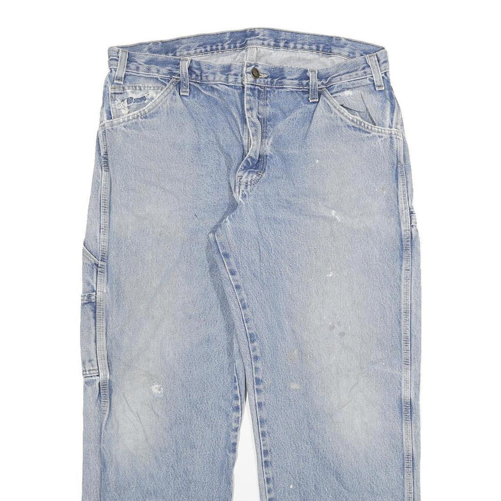 DICKIES Mens Relaxed Light Blue Denim Jeans W36 L29 Workwear Utility Pocket Zip