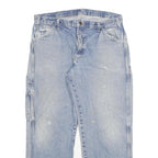 DICKIES Mens Relaxed Light Blue Denim Jeans W36 L29 Workwear Utility Pocket Zip