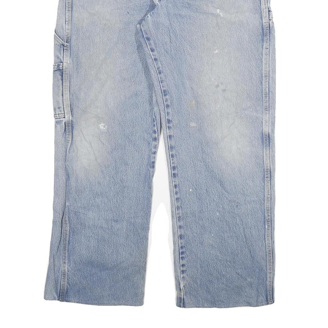 DICKIES Mens Relaxed Light Blue Denim Jeans W36 L29 Workwear Utility Pocket Zip