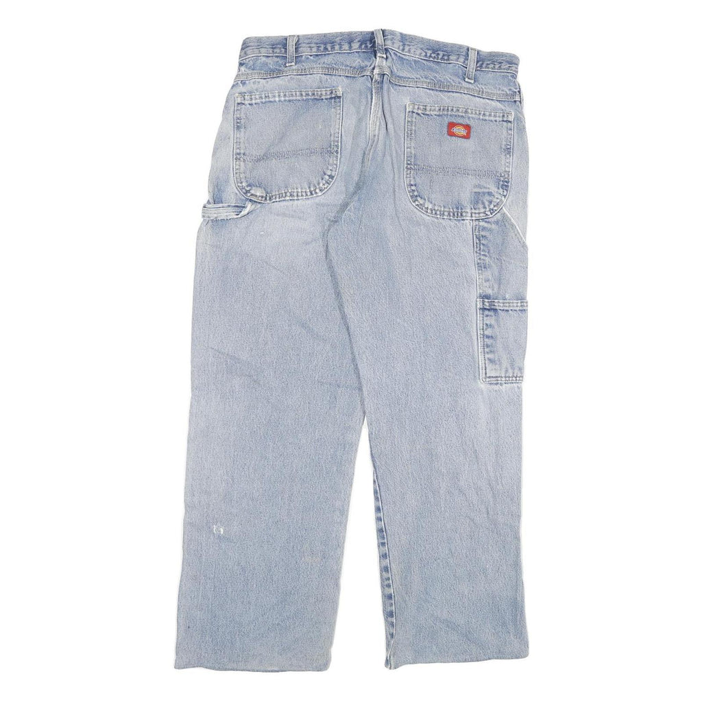DICKIES Mens Relaxed Light Blue Denim Jeans W36 L29 Workwear Utility Pocket Zip