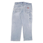 DICKIES Mens Relaxed Light Blue Denim Jeans W36 L29 Workwear Utility Pocket Zip