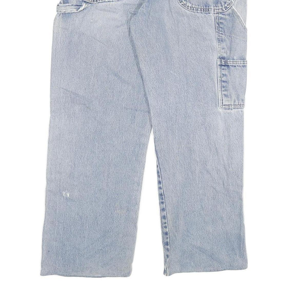 DICKIES Mens Relaxed Light Blue Denim Jeans W36 L29 Workwear Utility Pocket Zip