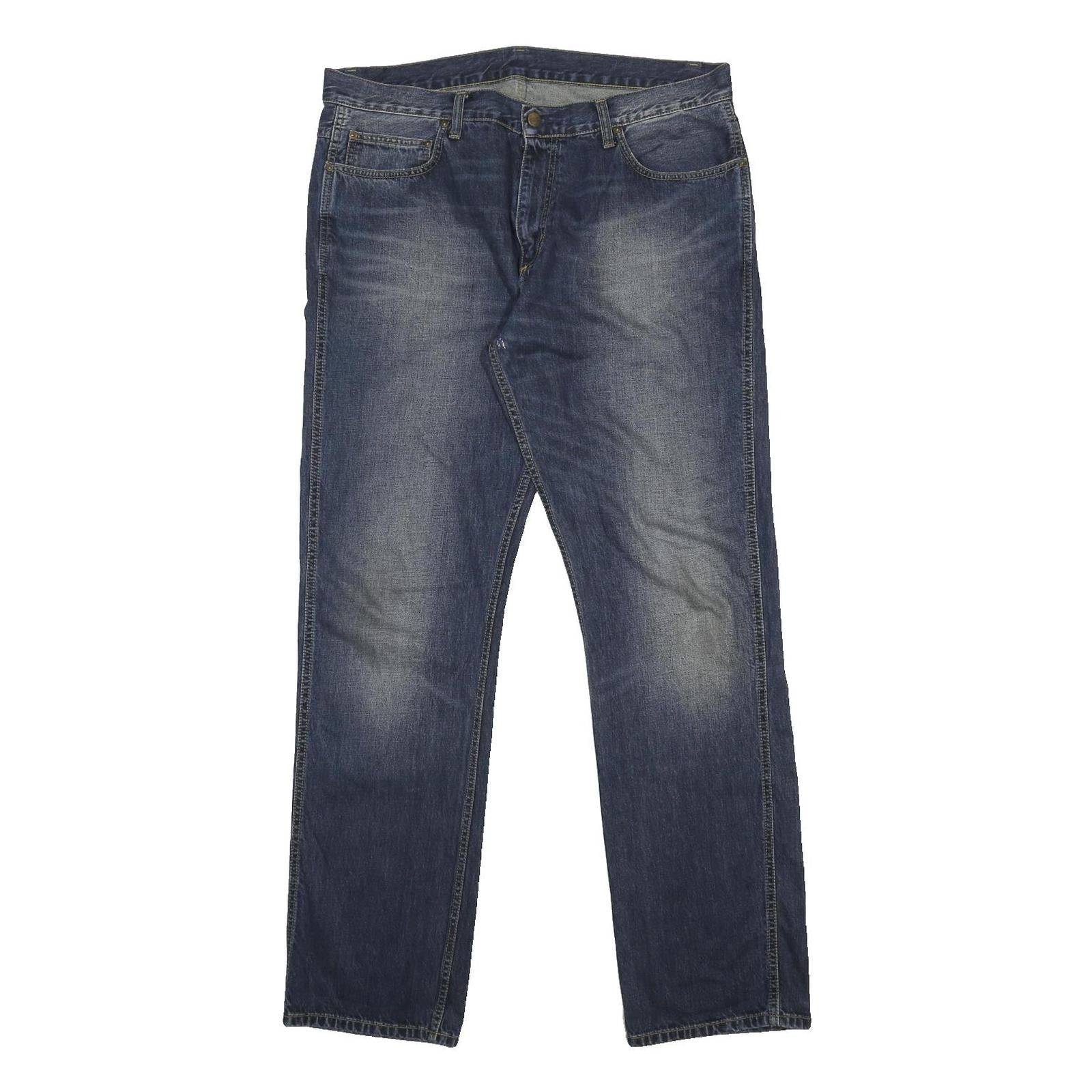 CARHARTT Mens Regular Blue Jeans Denim Medium W36 L34 Casual Zip Pocket