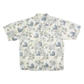 OP SPORT Mens Cream Cotton Hawaiian Shirt L Casual Summer Tropical Print