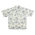 OP SPORT Mens Cream Cotton Hawaiian Shirt L Casual Summer Tropical Print