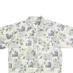 OP SPORT Mens Cream Cotton Hawaiian Shirt L Casual Summer Tropical Print