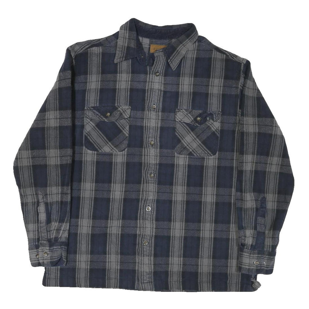 ST JOHNS BAY Mens Blue & Grey Plaid Shirt XL Cotton Blend Casual Long Sleeve