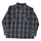 ST JOHNS BAY Mens Blue & Grey Plaid Shirt XL Cotton Blend Casual Long Sleeve