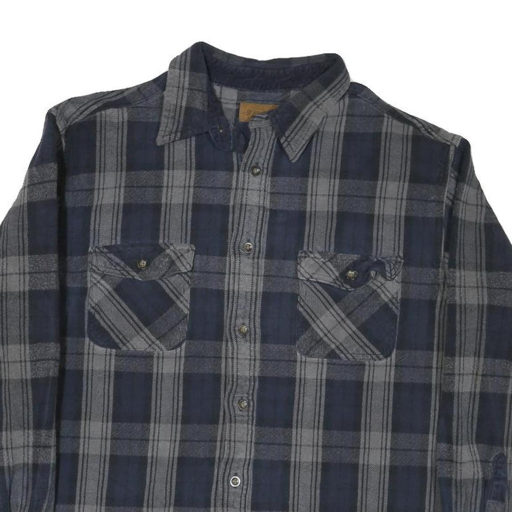ST JOHNS BAY Mens Blue & Grey Plaid Shirt XL Cotton Blend Casual Long Sleeve