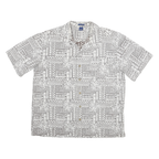 FALLS CREEK Mens Grey Cotton Shirt Jacket L Woven Geometric Floral Button