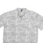 FALLS CREEK Mens Grey Cotton Shirt Jacket L Woven Geometric Floral Button
