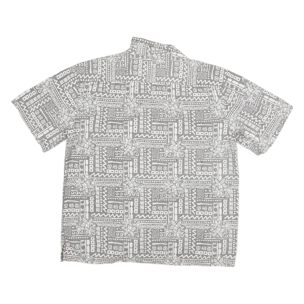 FALLS CREEK Mens Grey Cotton Shirt Jacket L Woven Geometric Floral Button