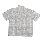FALLS CREEK Mens Grey Cotton Shirt Jacket L Woven Geometric Floral Button