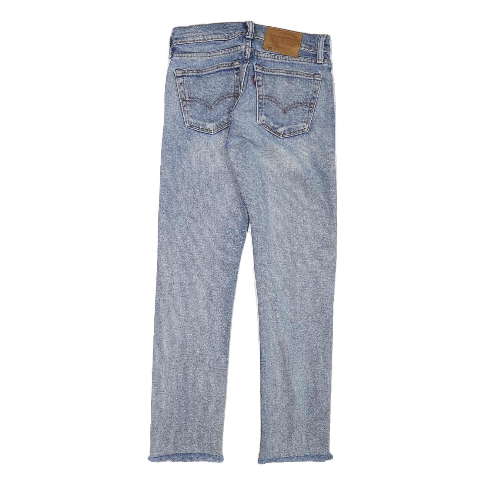 LEVI'S Womens Regular Blue Denim Straight Raw Edge Jeans W25 L26 Casual