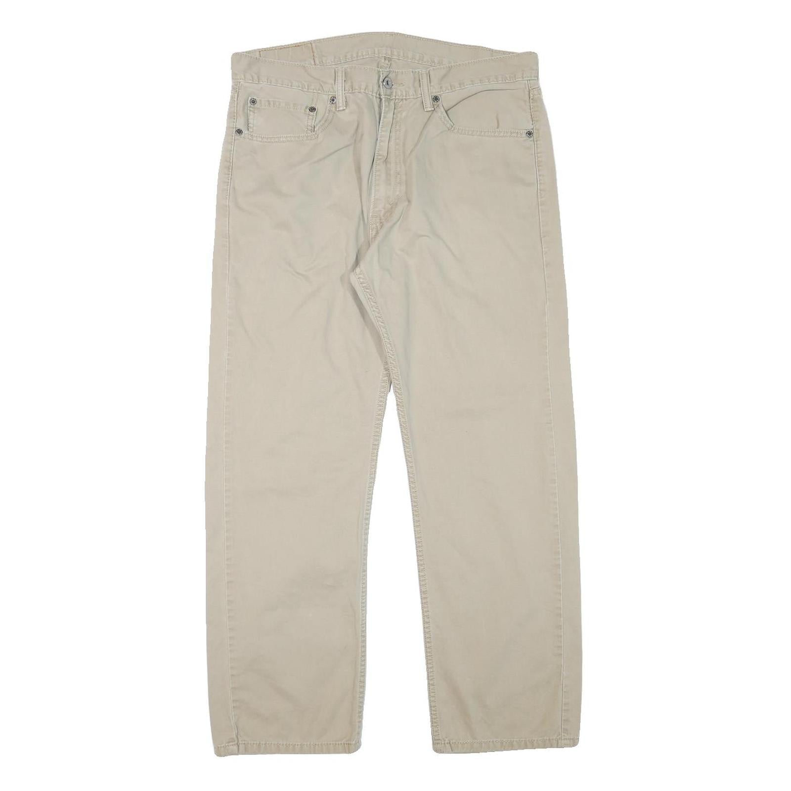 LEVI'S Mens Cotton Blend Beige Regular Fit Straight Leg Trousers W34 L28 Casual