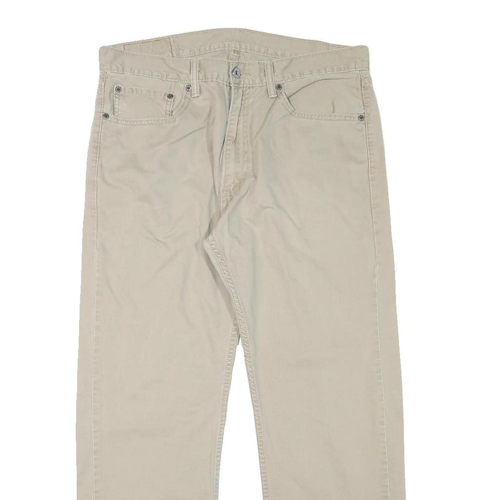 LEVI'S Mens Cotton Blend Beige Regular Fit Straight Leg Trousers W34 L28 Casual