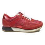 TOMMY HILFIGER Womens Red Star Embossed Low Top Trainers Synthetic UK 6 Stylish