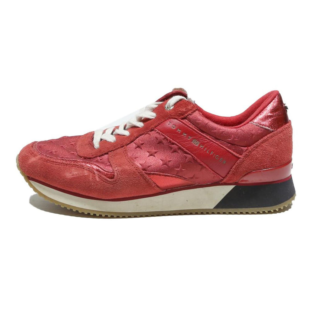 TOMMY HILFIGER Womens Red Star Embossed Low Top Trainers Synthetic UK 6 Stylish