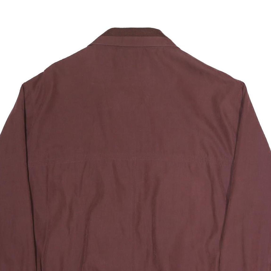 Mens Maroon Casual Zip Jacket L Polyester Blend Plain Lightweight Outerwear