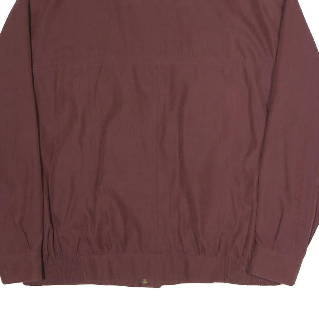 Mens Maroon Casual Zip Jacket L Polyester Blend Plain Lightweight Outerwear