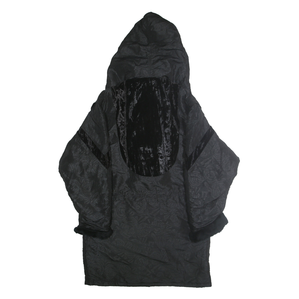 NORTHERN CLIMATE Womens Black Hooded Zip Jacket S Polyester Blend Plain Velvet