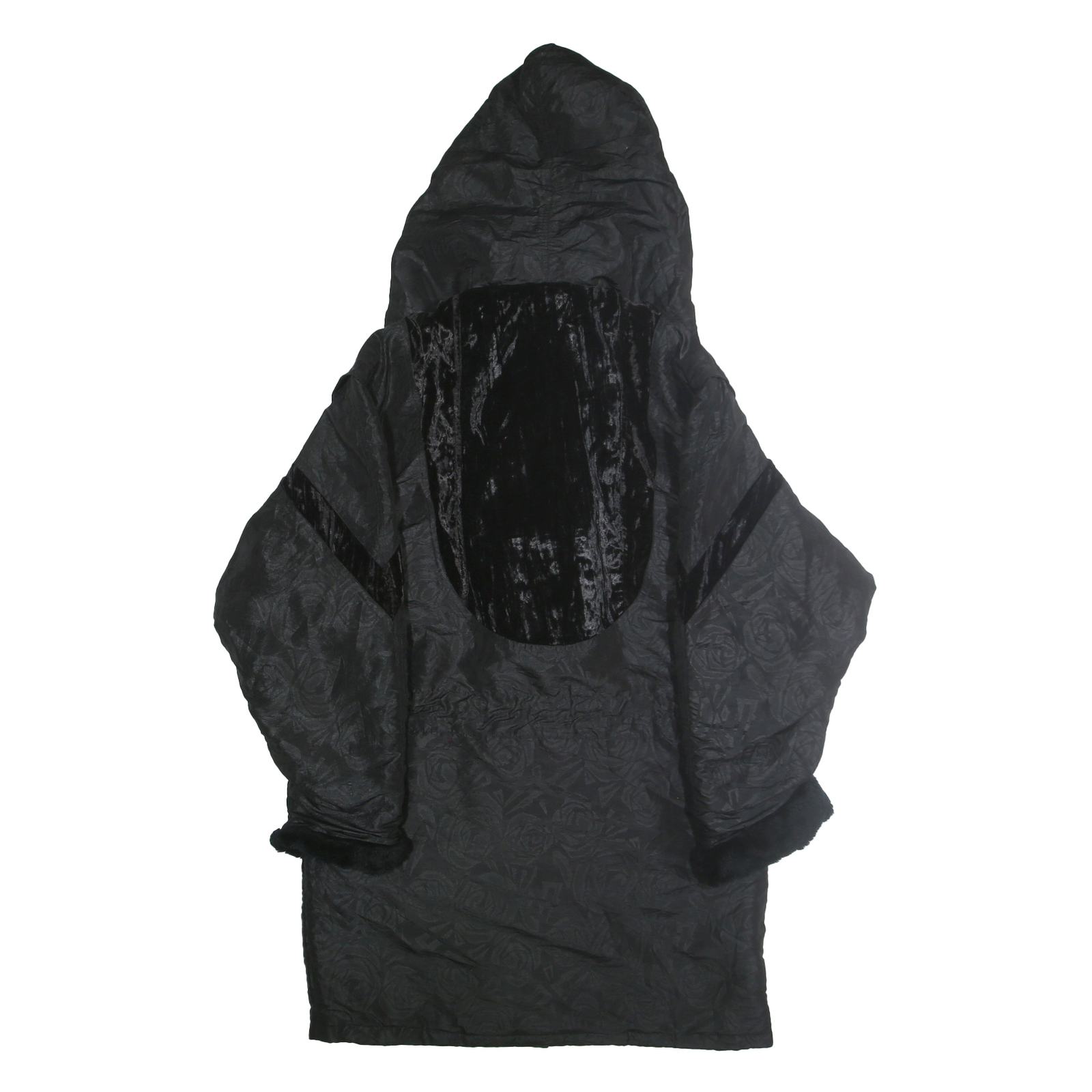 NORTHERN CLIMATE Womens Black Hooded Zip Jacket S Polyester Blend Plain Velvet