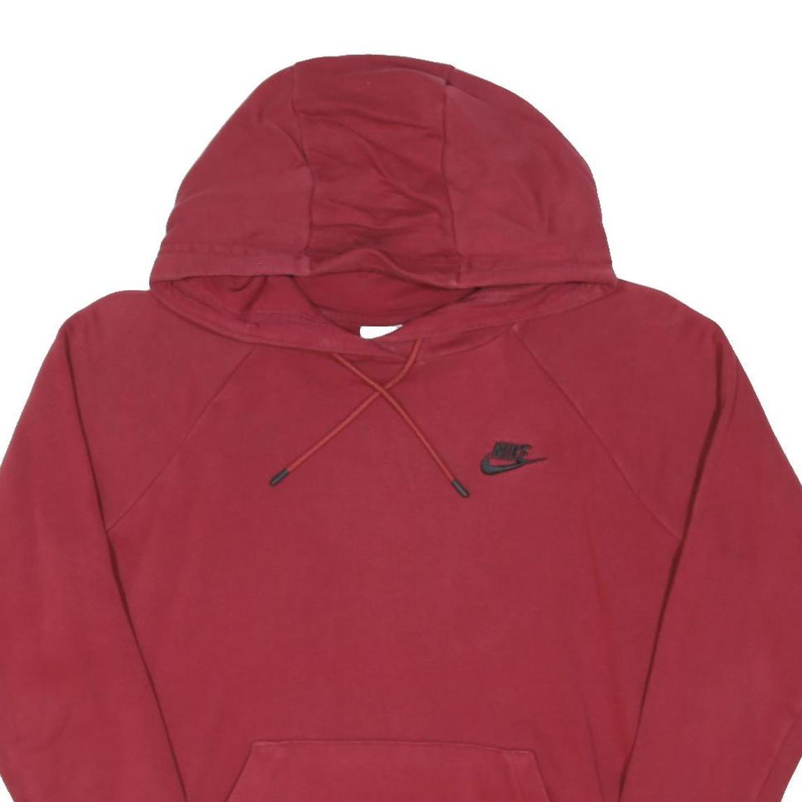 NIKE Mens Red Hoodie M Cotton Blend Pullover Casual Sports Sweatshirt