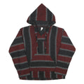 Mens Maroon & Black Striped Hoodie L Acrylic Blend Pullover Casual