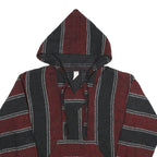 Mens Maroon & Black Striped Hoodie L Acrylic Blend Pullover Casual