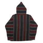Mens Maroon & Black Striped Hoodie L Acrylic Blend Pullover Casual